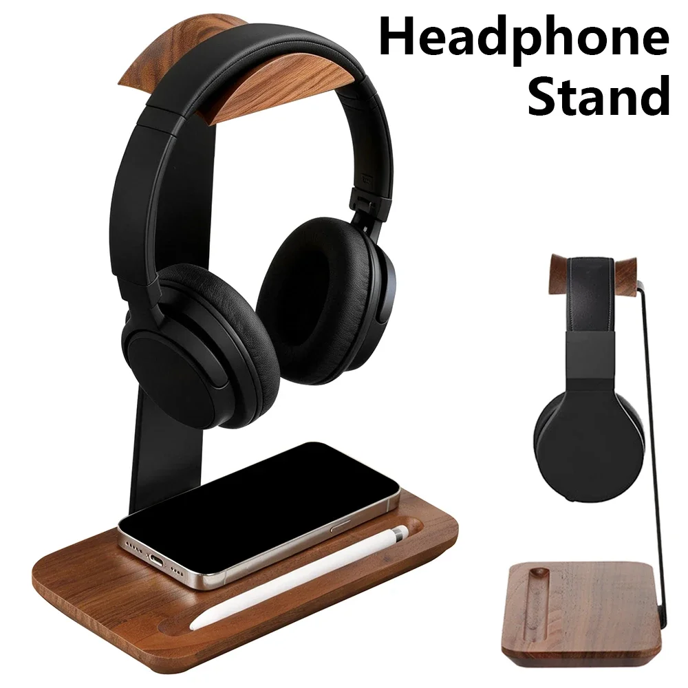 Headphone Stand Desk - Uniwersalny drewniany stojak na słuchawki z