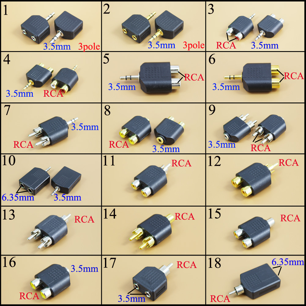 Earphone Splitter Jack - Adapter audio stereo AV z wtykiem