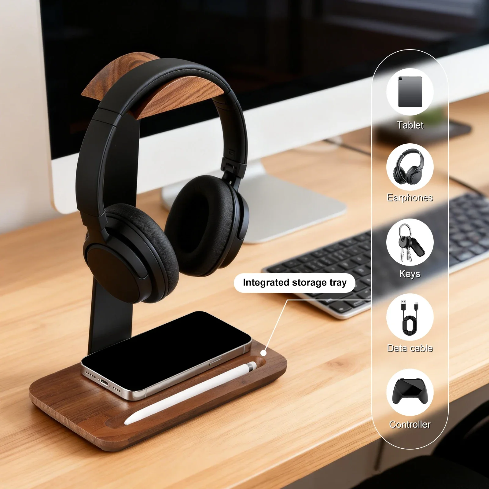 Uniwersalny drewniany stojak n – Headphone Stand Desk recenzja i cena