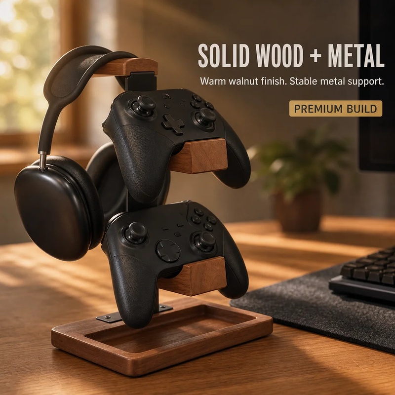 Drewniany stojak na słuchawki, – Headphone Stand Desk recenzja i cena