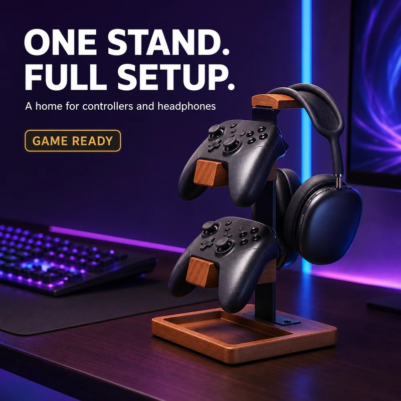 Drewniany stojak na słuchawki, – Headphone Stand Desk recenzja i cena