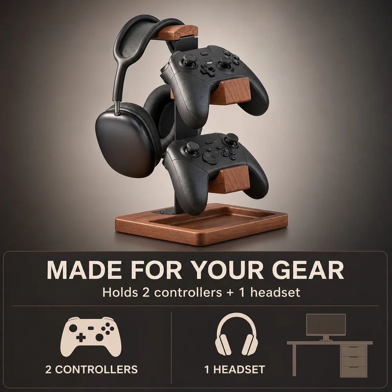Drewniany stojak na słuchawki, – Headphone Stand Desk recenzja i cena